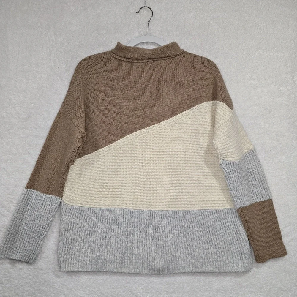 French Connection Patchwork Wool Blend Mock Neck Sweater Pullover Size Small NWT - Picture 5 of 13
